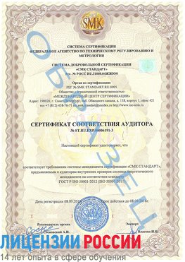 Образец сертификата соответствия аудитора №ST.RU.EXP.00006191-3 Чернышевск Сертификат ISO 50001